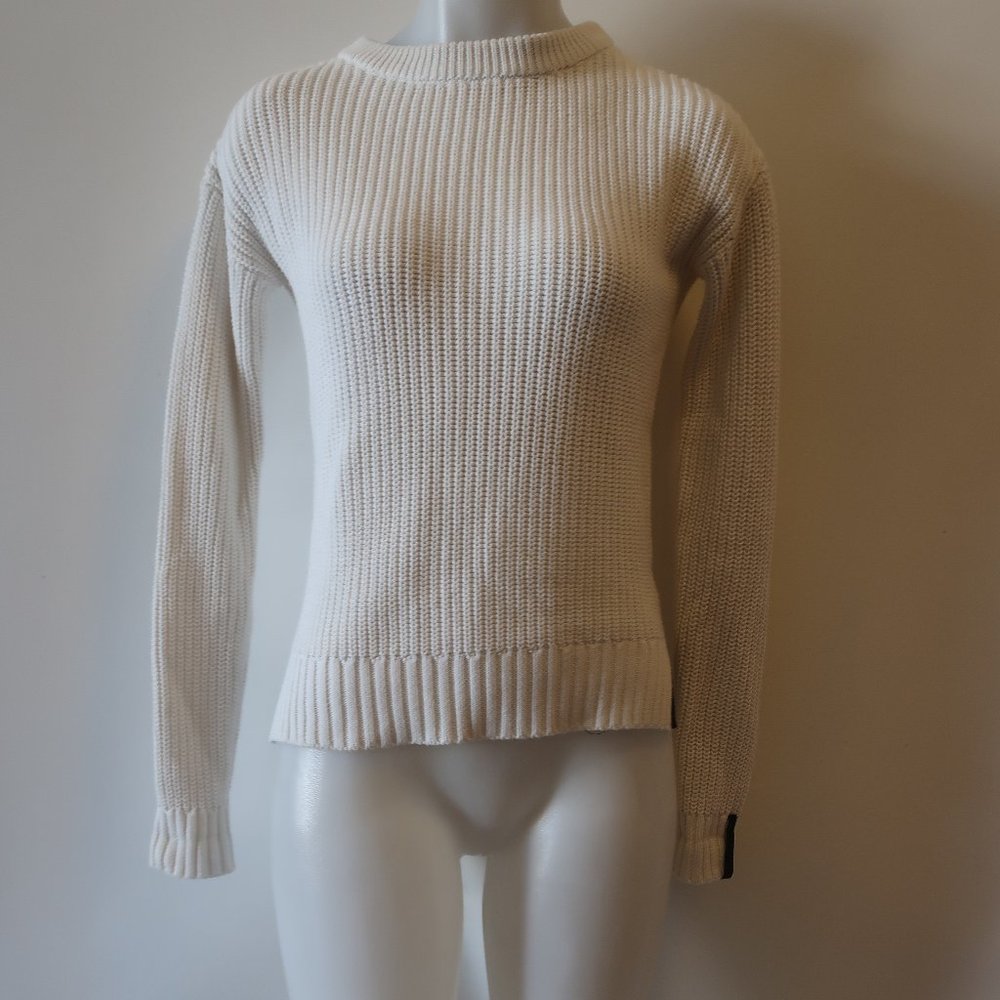 ASKKNY White Knit Sweater With Black Piping Sweater S *